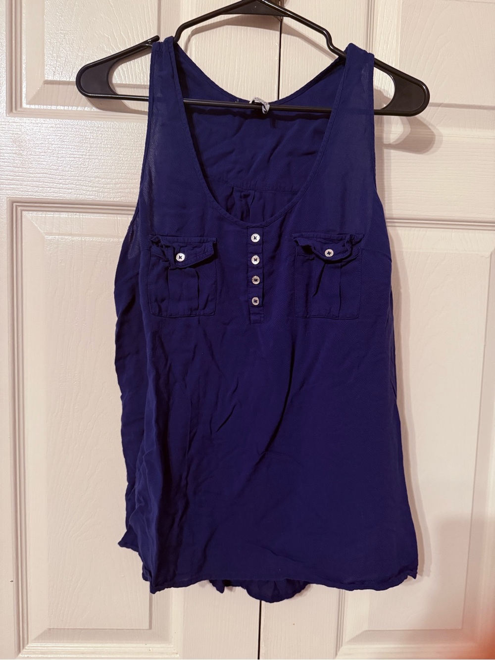 Guess Royal Blue Scoop Neck Tank with Button Front